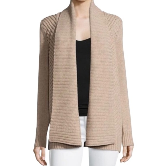 Vince Beige Cable Shawl Yak/Wool Cardigan Size S - Picture 1 of 10